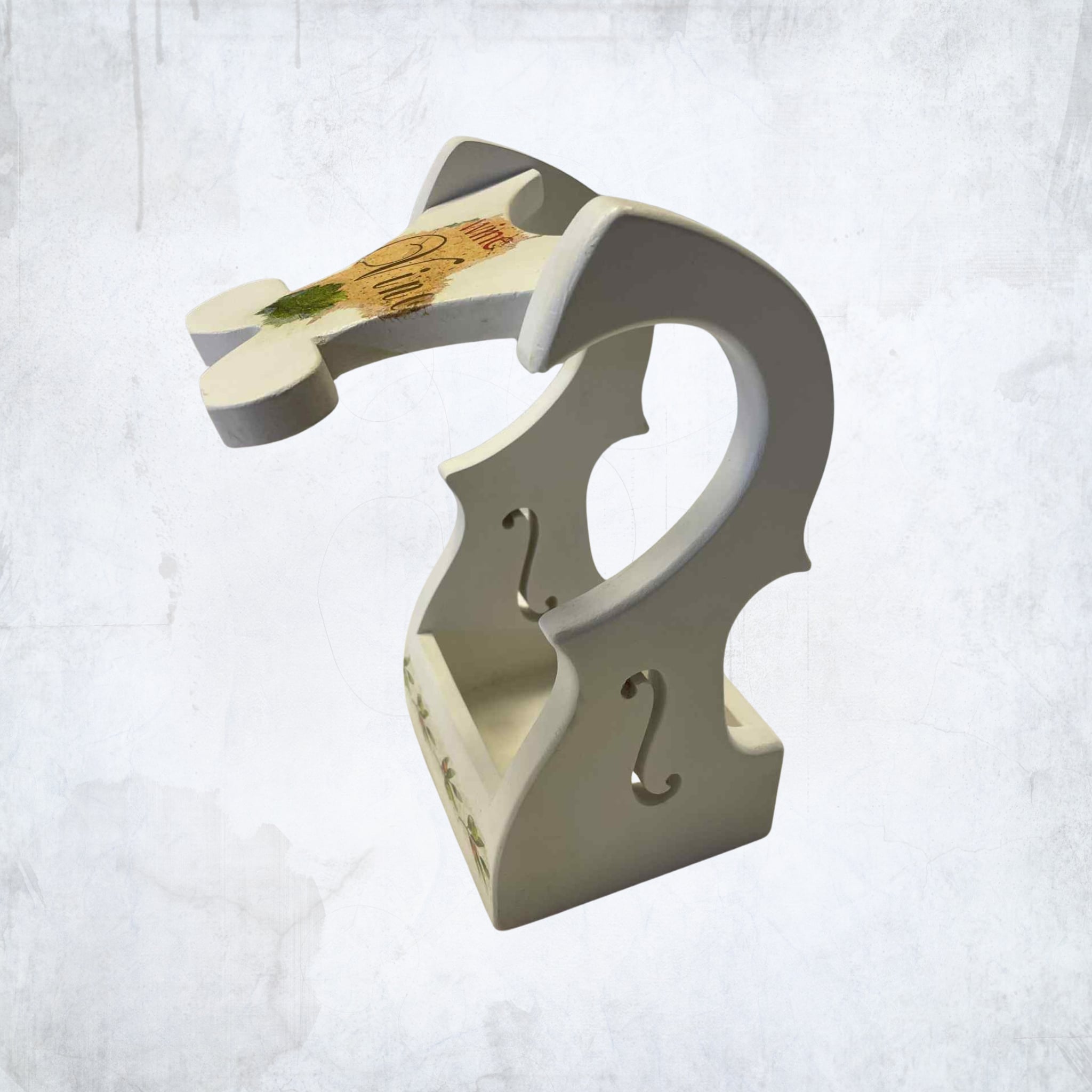 Medinis rankų darbo vyno butelio stovas - autentiška dovana