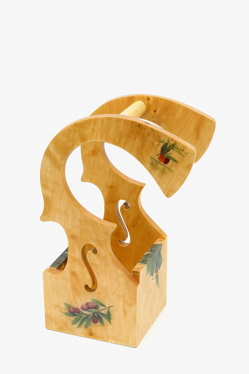 Graviruotas rankų darbo vyno butelio laikiklis – lietuviška dovana iš medžio