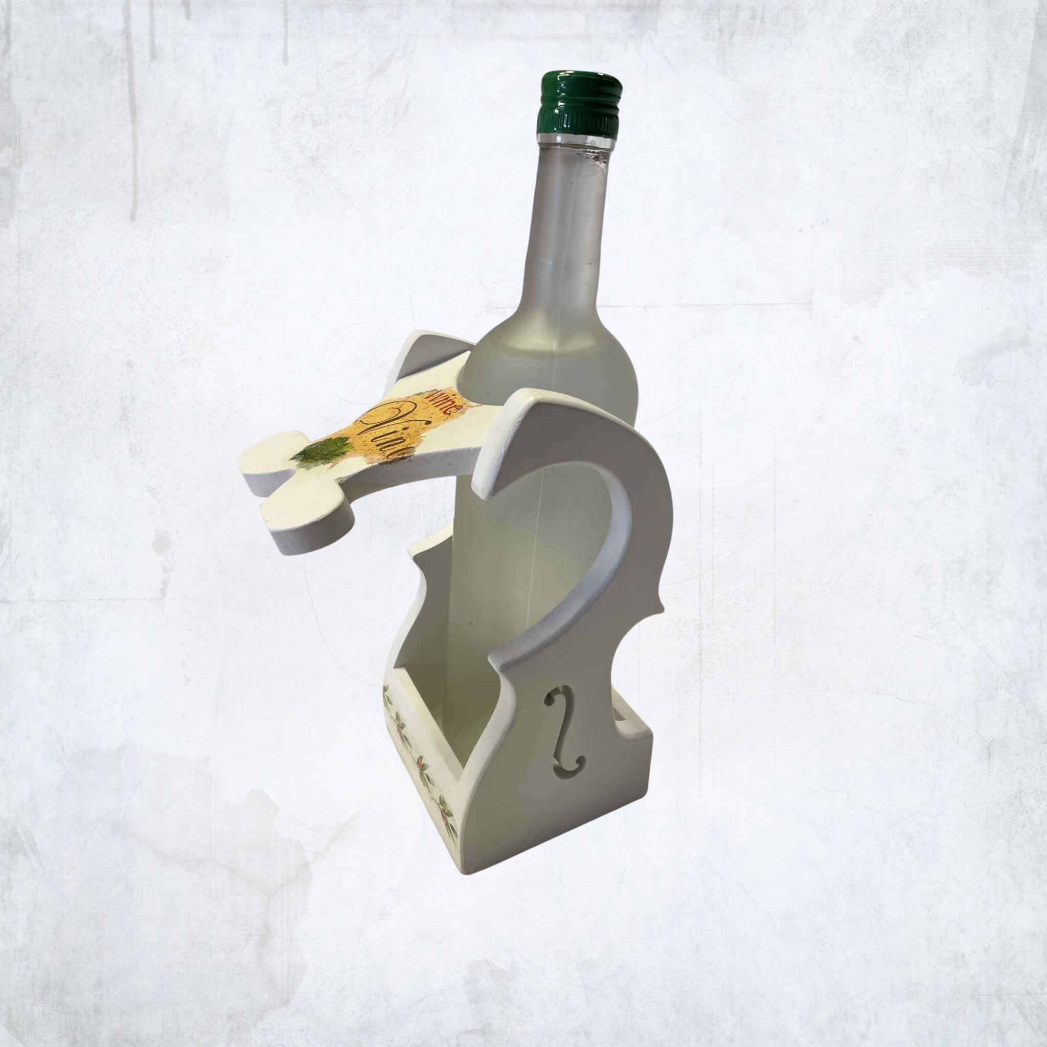 Medinis rankų darbo vyno butelio stovas - autentiška dovana